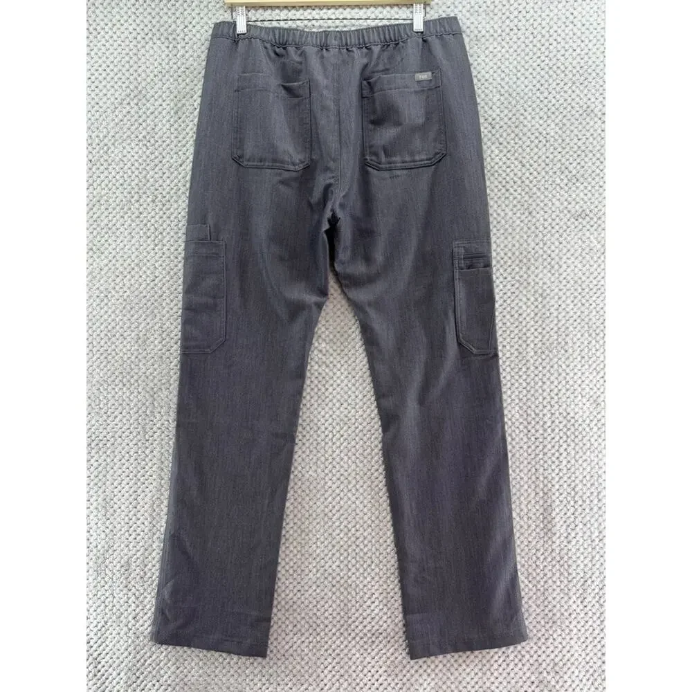 FIGS Pants Men L Gray Cairo Cargo Scrub Elastic Waist Technical Collection New